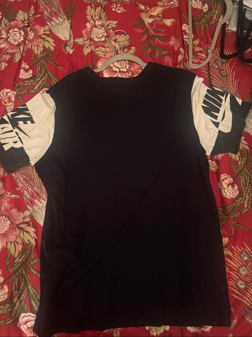 Nike Black Short Sleeve Tee with White Logo Sleeves (fit medium size )